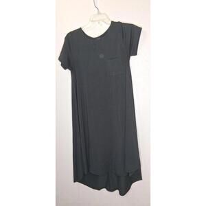 LuLaRoe Carly Size XS Women's T-Shirt Dress Solid Black Midi A-Line Short Sleeve